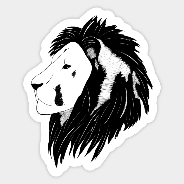 Black and white lion Lion Sticker TeePublic